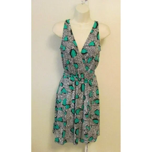 DVF Diane von Furstenberg Oblixe Cheetah Island Parakeet shift dress green new 6 - Picture 1 of 4